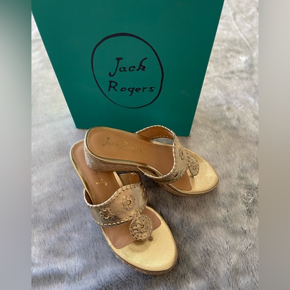 Jack Rogers Shoes Jack Rogers Jacks Wedge Metallic Gold New Never